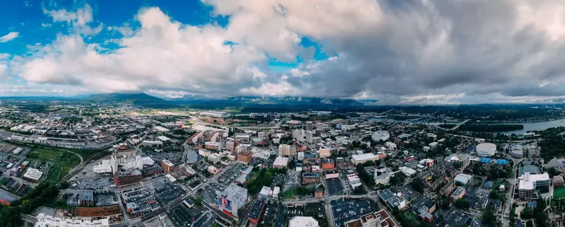 Chattanooga skyline with Tennessee River and Lookout Mountain